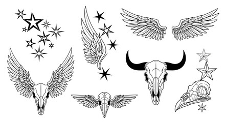 Blue tropical summer vacation vector illustration with various island elements in stamp style, white background