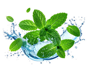 Fresh mint leaves in water splash (2)