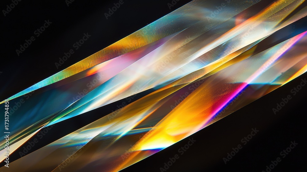 Wall mural wave diffraction effects photographed through precision optical gratings creating systematic rainbow