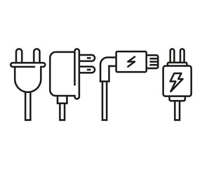 electric plug and usb plug icons set