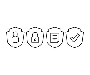 shield and security icons set vector