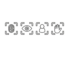 biometric scan and sensor detector icons set