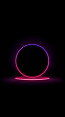 hovering over mirror floor casting beams of shifting neon gradients outward