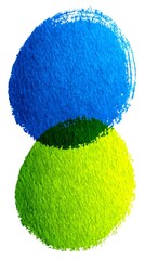 circle smudges layered with gentle overlapping transparent blue and green washes
