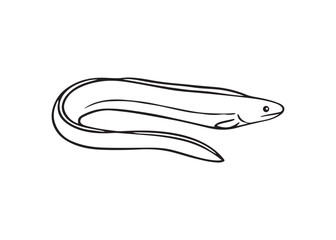 Silhouette of an eel fish vector illustration isolated on white background.