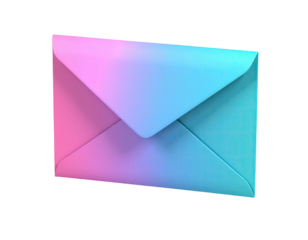 A colorful, gradient envelope floating on a black backdrop, suggesting communication