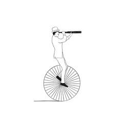 illustration of hurry classic businessman riding an antique clock to get on time to work, time and space concept