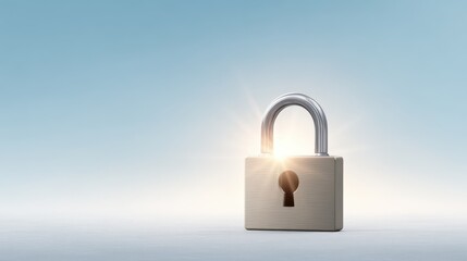 Fototapeta premium A glowing lock at the center breaking open with radiant sunburst rays spreading outward, symbolizing unlocking personal potential.