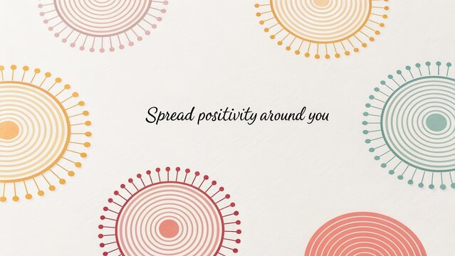 Artwork with radiating circle design and positive text message