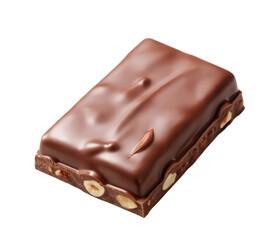 chocolate bar with nuts isolated on white background.