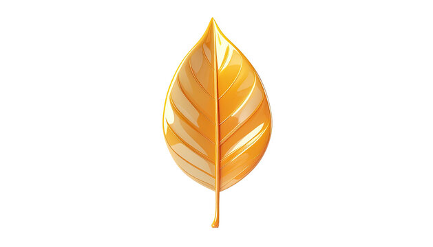 A glossy, golden leaf, highly detailed, on a pitch-black background. 3D rendered - Powered by Adobe