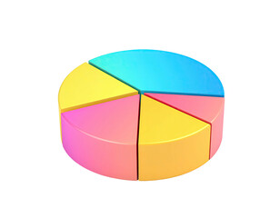 Obraz premium 3D rendered pie chart isolated on black background, with colorful segments