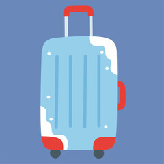 Obraz premium Blue Suitcase Cartoon Flat Style Travel Luggage for Holiday Design