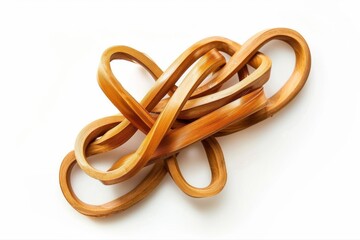 Naklejka premium Abstract Wooden Loops Intertwined Harmony Knot Interlocking Puzzle Rings on transparent background