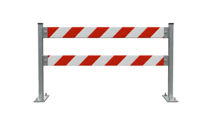 Durable construction barrier with striking red and white hazard stripes, ideal for traffic control and safety applications.