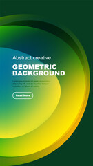 Vibrant gradient design. Smooth curves create dynamic visual effect. Text overlay offers information, button invites interaction.