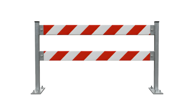 Durable construction barrier with striking red and white hazard stripes, ideal for traffic control and safety applications.