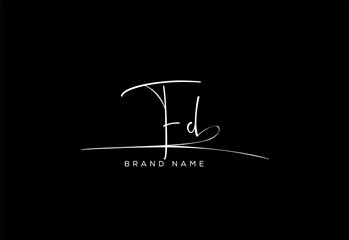 Obraz premium FD letter beauty cursive handwriting logo.