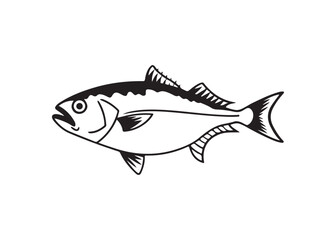 Bass fish silhouette vector illustration of freshwater species in black design.