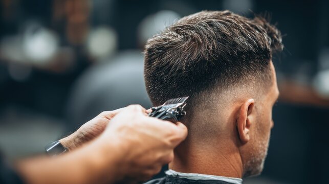 Man Receiving Haircut with Clippers