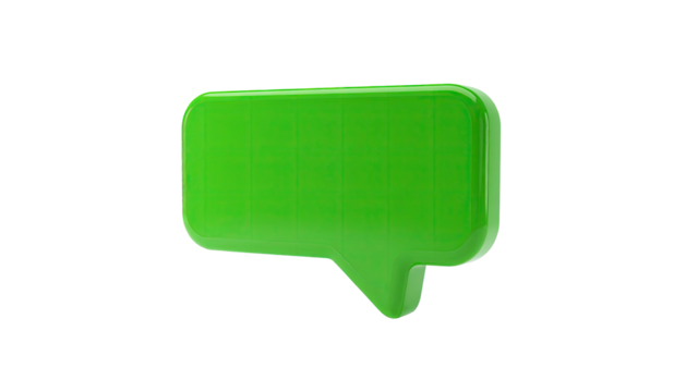 Green 3D speech bubble on a black background, indicating a message or communication