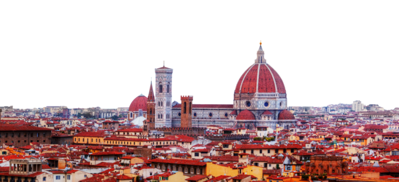Florence cityscape featuring the iconic Duomo and surrounding red-tiled rooftops