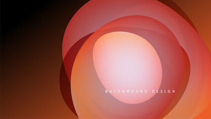 Abstract design features overlapping orange circles. Gradient shades create depth, contrasting against dark background. Minimalist, modern aesthetic.