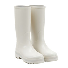 Stylish white rubber rain boots for women, perfect for wet weather adventures or adding a touch of modern flair to any outfit with a trendy look