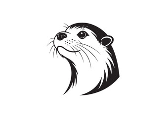Otter head silhouette vector illustration in simple line art style.