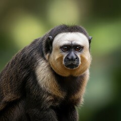 Naklejka premium Captivating Portrait of a Saki Monkey Displaying Intriguing Details