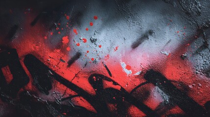 Naklejka premium Red and Black Graffiti Wall
