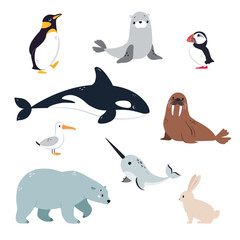 Obraz premium Northern Animal and Zoo Creature from Cold North Vector Set