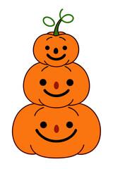 Cute Halloween Stacked Pumpkins Vector Illustration with Happy Jack-o'-Lantern Faces