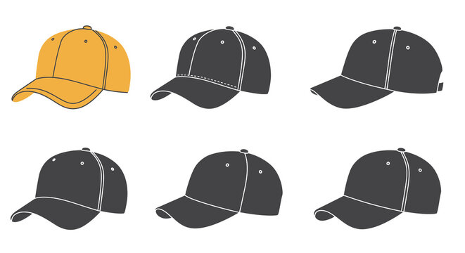 A collection of baseball caps in varying colors and shades