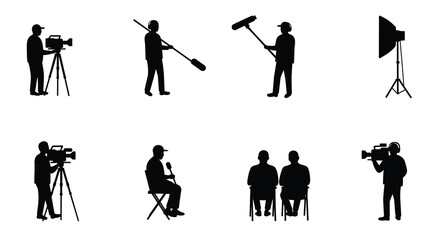 Silhouettes of film crew members and equipment a visual representation © msunny93