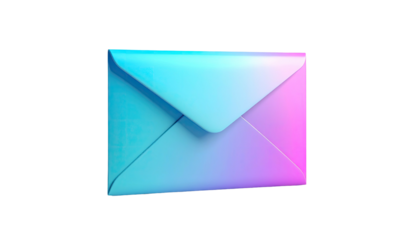 A stylized, gradient-colored envelope against a stark black background