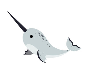 Northern Narwhale Animal and Zoo Creature from Cold North Vector Illustration