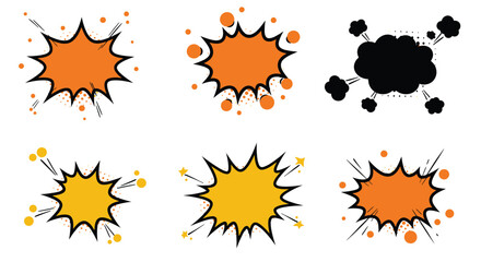 Collection of comic book explosion and burst effects in vibrant orange © msunny93