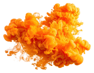 Orange ink swirling in a black background