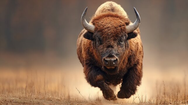 Running Bison Close-Up