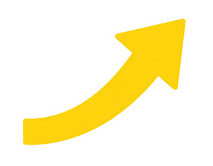 Bright yellow curved upward arrow graphic