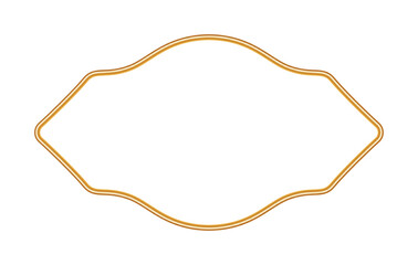 Shiny golden luxury frame. Ornamental 3d border in oriental style. Indian decorative element. Realistic object mockup for photo frame. Vector for certificate, stamp, vignette