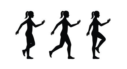 Silhouettes of a woman running depicted in three different phases