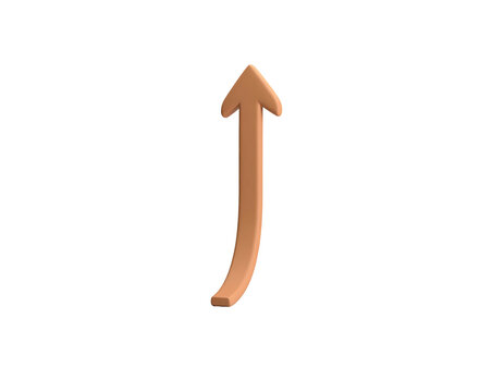 3D render of a curved, upward-pointing arrow with a glossy finish - Powered by Adobe
