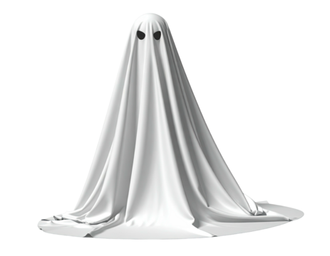 White ghost draped in a flowing sheet (1) - Powered by Adobe