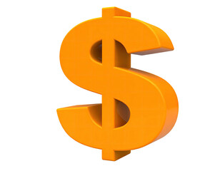 3D orange dollar sign