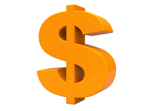 3D orange dollar sign
