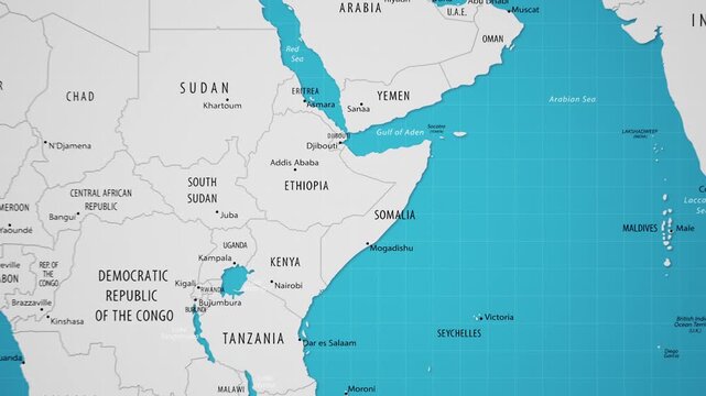 Somalia on the World Map with Animated National Flag