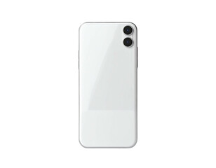 Gleaming white phone back with dual cameras; clean, minimalist design on black backdrop