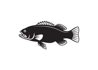 Crappie silhouette vector of freshwater fish for fishing sport illustration.